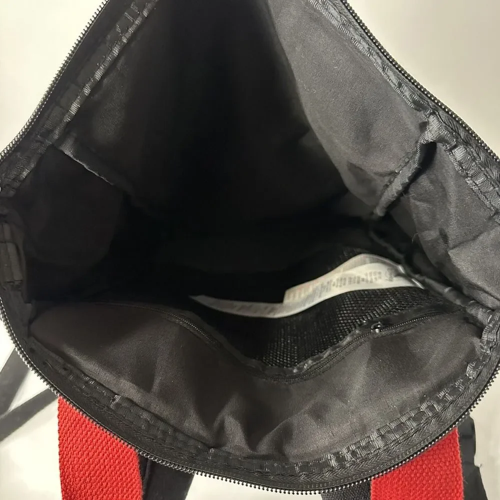 NWT Backpack Mickey Mouse￼￼Disney Parks New Black Canvas‎ Red Straps Very Cute